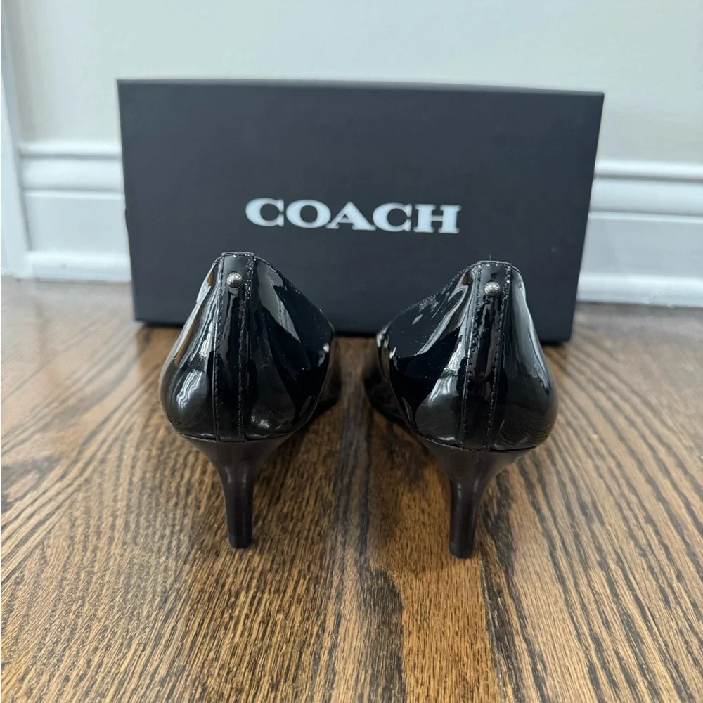 Coach Black Patent Leather Mid Heels Pump Shoes FG1479 size 6.5B